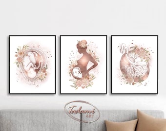 Pregnancy Wall Art Obstetrics Nurse Gift Baby in Womb Placenta Poster Gynecology Wall Decor OBGYN Art Pregnant Women Anatomy Medical Poster