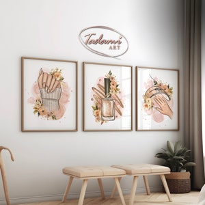 Nails Wall Art, Nails Salon Poster, Nails Artist Gift, Floral Nails Print, Manicure Salon Decor, Manicurist Gift, Beauty Salon Decor