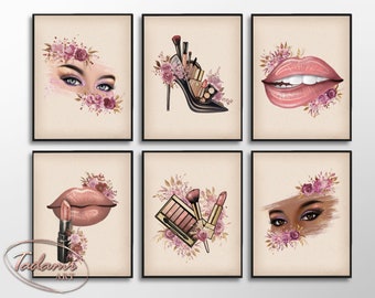 Makeup Artwork Poster Set, Beauty Salon Decor (Digital Download)