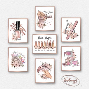 Nails Wall Art, Nails Salon Decor, Manicure Poster, Beauty Salon Decor, Nails Artist Gift, Nail Polish Art, But First Nails Art, Nail Shape