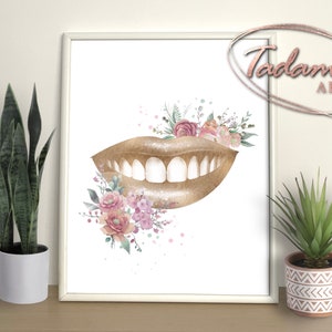 Healthy Smile Artwork Dental Poster Watercolor Tooth Anatomy Art Dentist Gift Dental Care Poster Dentist Room Decor Orthodontist Poster