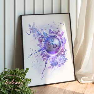 Insemination Print Fertilization Poster Fertility Wall Art Clinic Decor Sperm and Ovum Art  OBGYN Wall Art Pregnancy Anatomy Poster