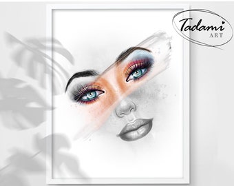 Makeup Eyes Art Print, Fashion Illustration (Digital Download)