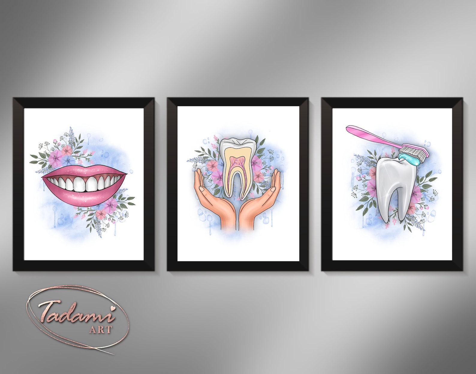 3 Dental Art Dentist Gift Dental Care Poster Tooth Etsy