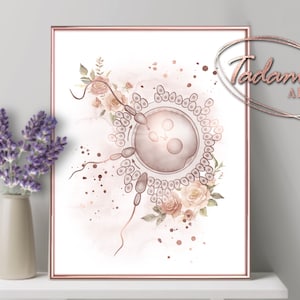 Insemination Print, Fertility Wall Art, Fertility Clinic Decor, Sperm and Ovum Art, OBGYN Wall Art, Medical Poster, Pregnancy Print