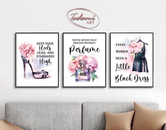 Coco Quotes, Perfume Floral CANVAS Wall Art Home Decor, Lady Room Decor