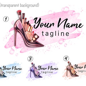 Makeup Artist Logo Design Watercolor PNG Beauty Salon Logo Premade Logo Design Business Logo Makeup Artist Badge Vanity Design