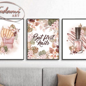 Nails Salon Decor, Nails Wall Art, Boho Nails Poster, Manicure Print, Manicurist Gift, Nails Artist Gift, Beauty Poster, Nails Quotes