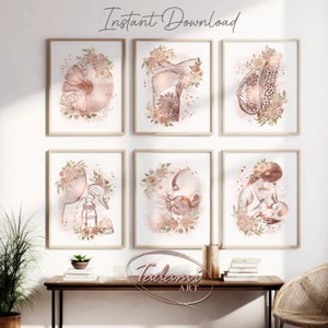 Breastfeeding Art Prints, Gynecology, Lactation Consultant Gift (Digital Download)