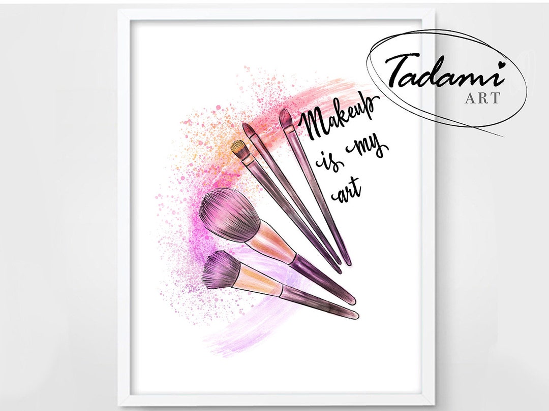 Beauty Art Makeup Printable Fashion Illustration Makeup Brushes Poster ...