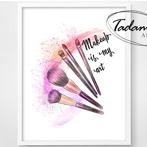 Beauty Art Makeup Printable Fashion Illustration Makeup Brushes Poster ...