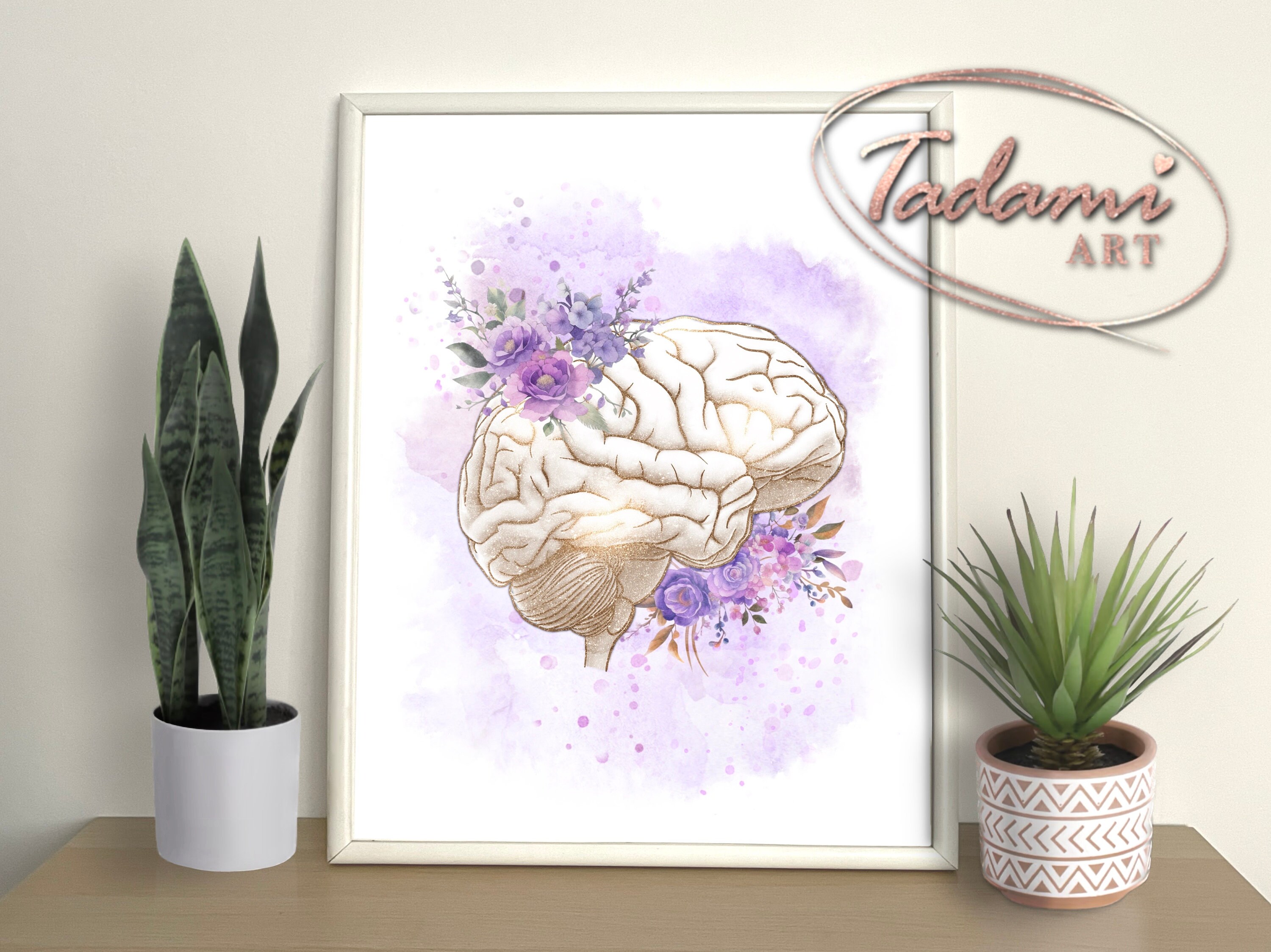 Floral Brain Anatomy Print | Watercolor Medical Art (digital Download ...