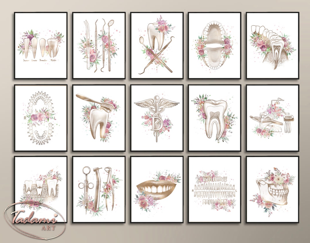 15 Dental Artwork Tooth Anatomy Poster Watercolor Dental Health Art
