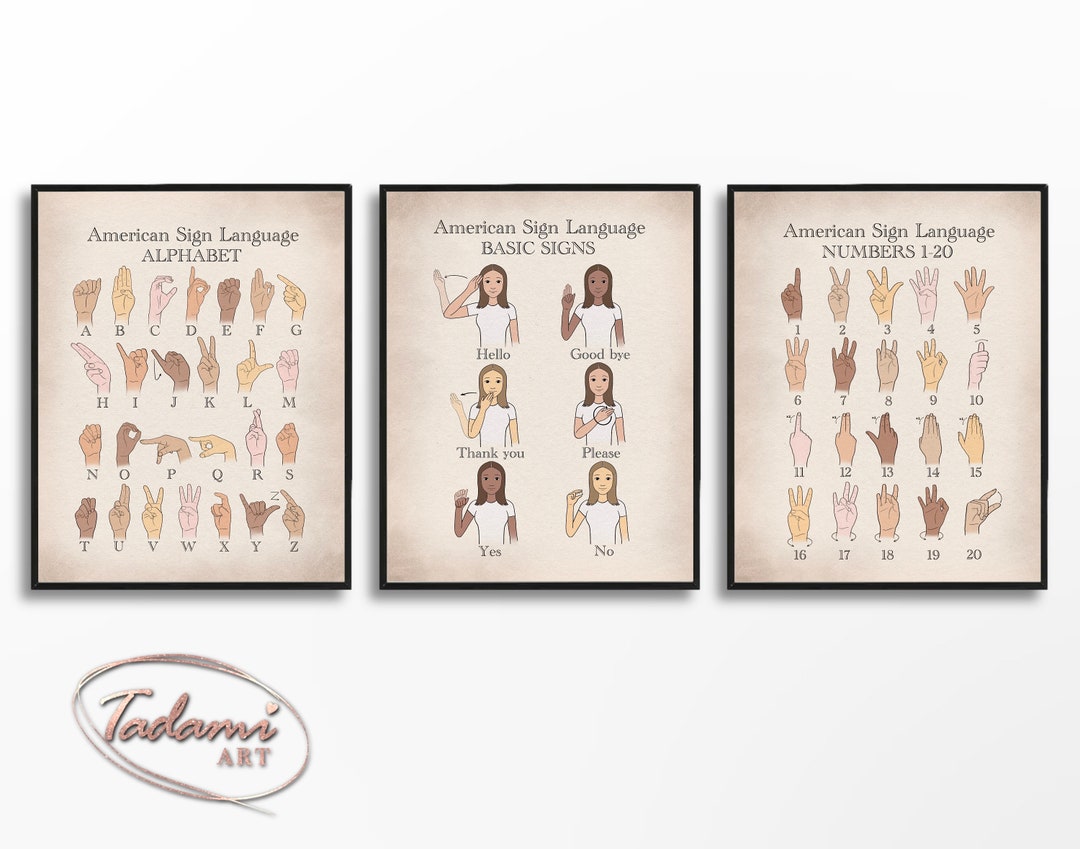 American Sign Language Alphabet Numbers and Signs Download ASL Vintage ...