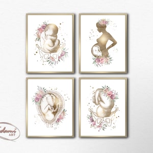 Fetal Position Poster, Pregnancy Anatomy Art, Gynecology Wall Art, Obstetrics Poster, Midwife Gift, Baby in Womb, Fetus Wall Art, Doula Gift