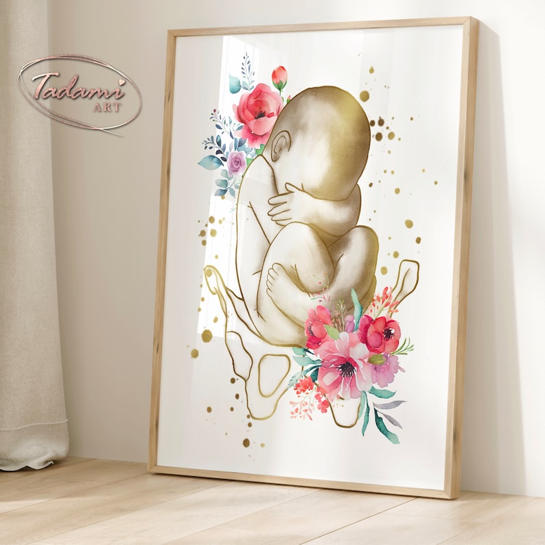 Floral OBGYN Anatomy Art Prints, Gynecologist Gift (digital Download ...