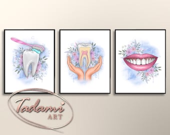 Dental Art Prints, Dentist Gift, Tooth Brushing Poster (Digital Download)