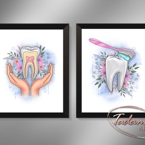 Dental Care Art Tooth Anatomy Medical Art Dentist Gift Pediatric Dentistry Art Dental Clinic Wall Decor Hygienist Office Art Science Art