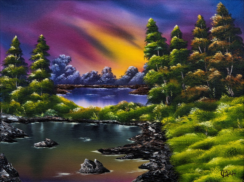 Oil Painting Beautiful Scenery Original // Garden of Etsy