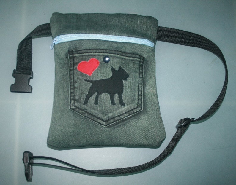Hip Bag Miniature Bull Terrier Belly Bag Delicious Jeans Upcyling Belt Bag