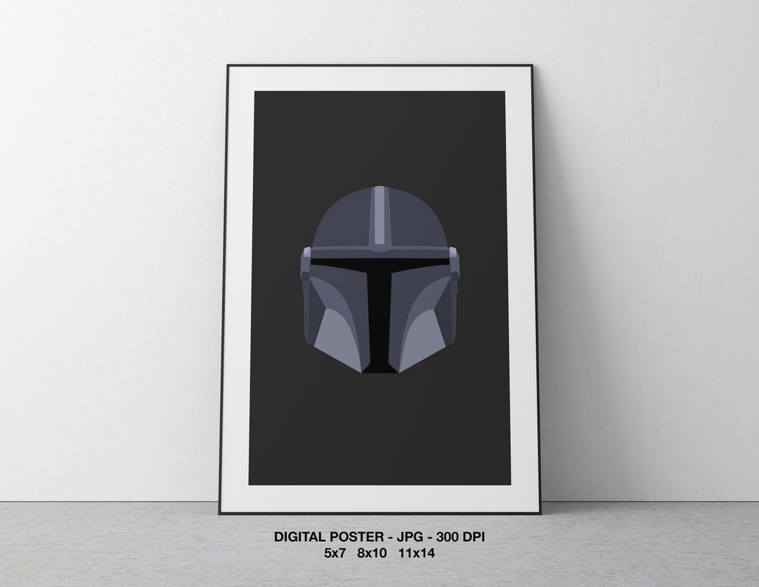 The Mandalorian Helmet Poster Starwars Mandalorian Poster Etsy