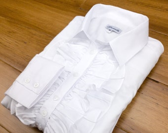 Chemisier/chemise en coton blanc à manches longues pour femmes Grenouille | Chemises emblématiques Grenouille | Cadeau fête des mères / anniversaire
