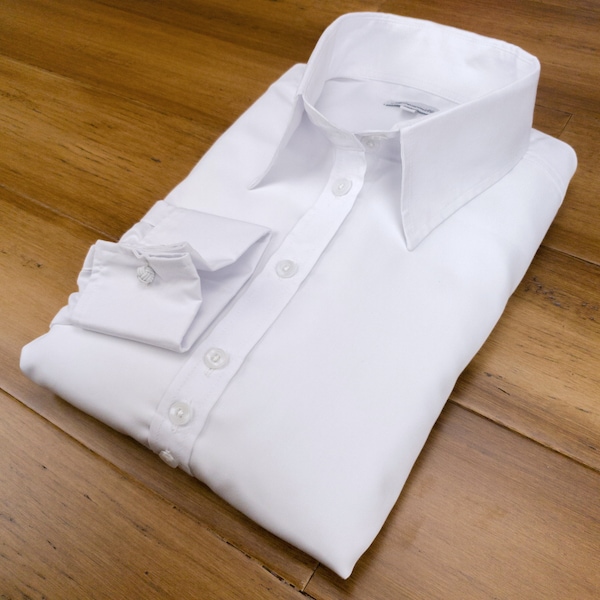 Grenouille Ladies Relaxed Fit Double Button Collar and French Cuff White Shirt / Blouse | Grenouille Shirts | Mother's Day / Birthday Gift