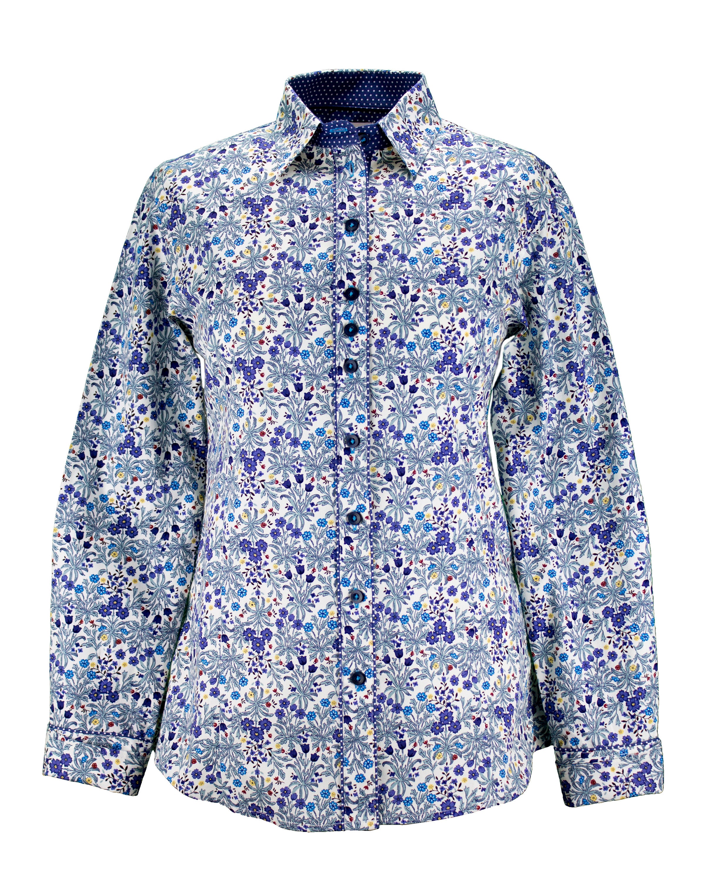 Ladies Long Sleeve Blue Forget-me-not Flower Print Shirt / - Etsy