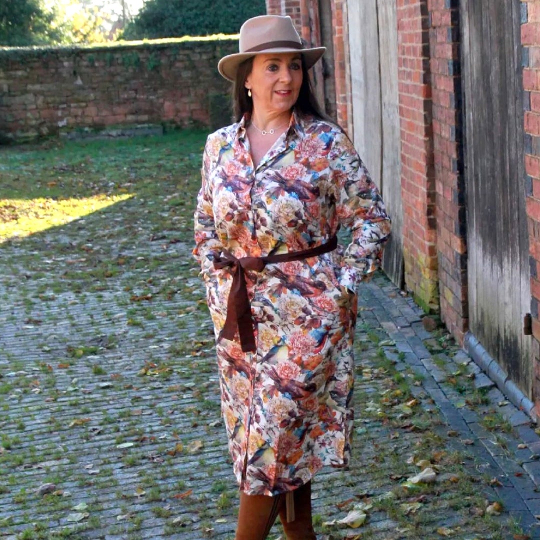 bird shirt dress Striped Tropical Bird Cover-Up Shirt Dress