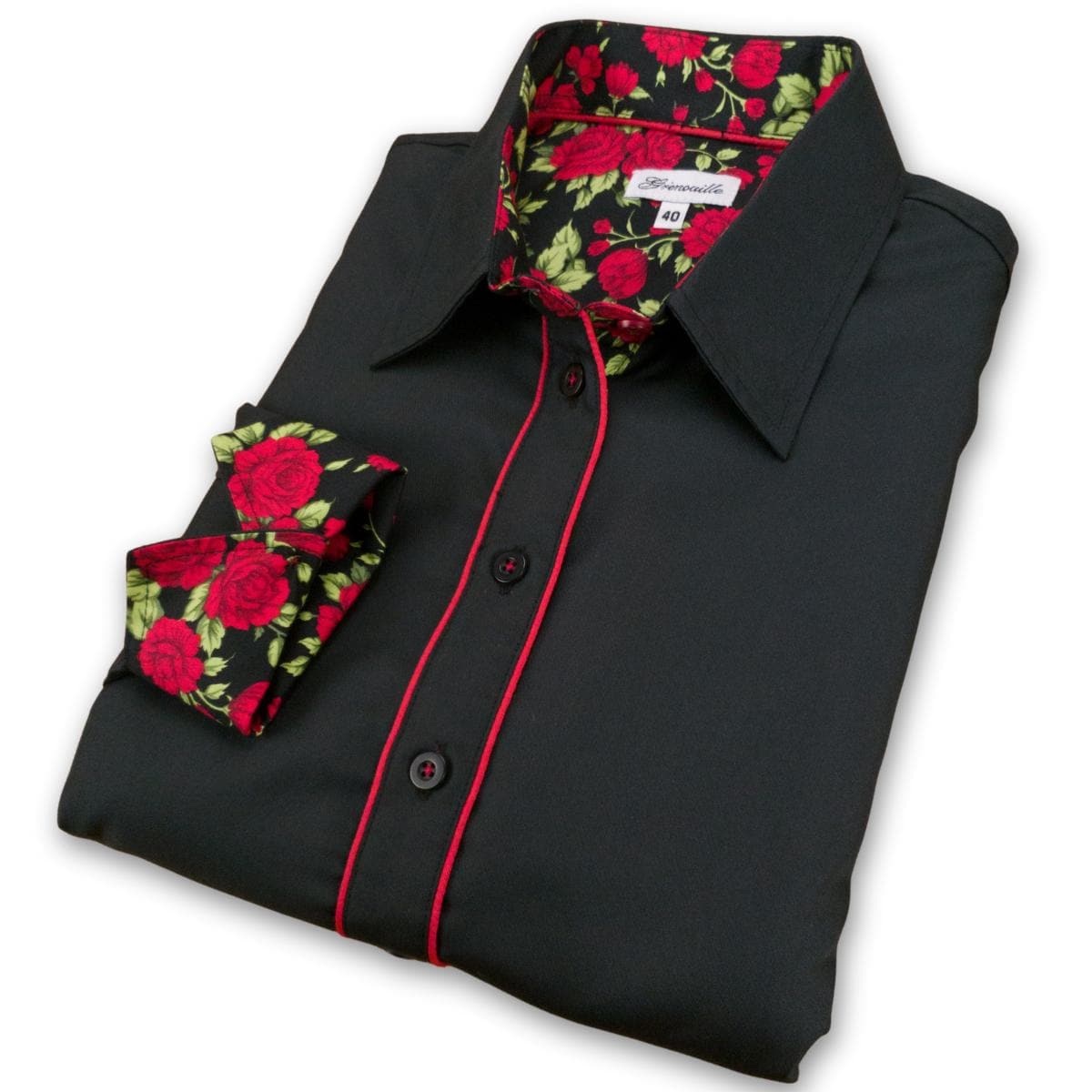 Long Sleeve Black Dress Shirt With Roses COOFANDY Mens Floral Rose