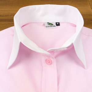 Grenouille Ladies Relaxed Fit Double Button Collar and French Cuff Pink Shirt / Blouse Grenouille Shirts Mother's Day / Birthday Gift image 5