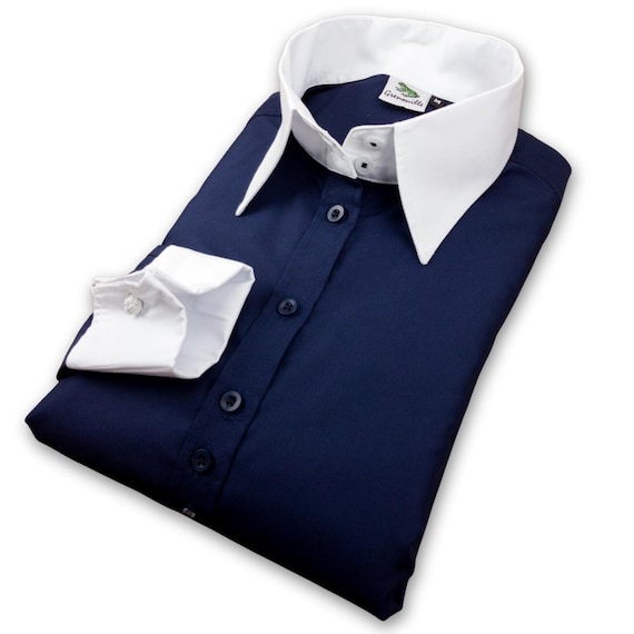 navy blue french cuff dress shirt FRATELLO BOLD STRIPED PATTERN FRENCH CUFF SHIRT FRV4159P2 NAVY 18.5 6/7