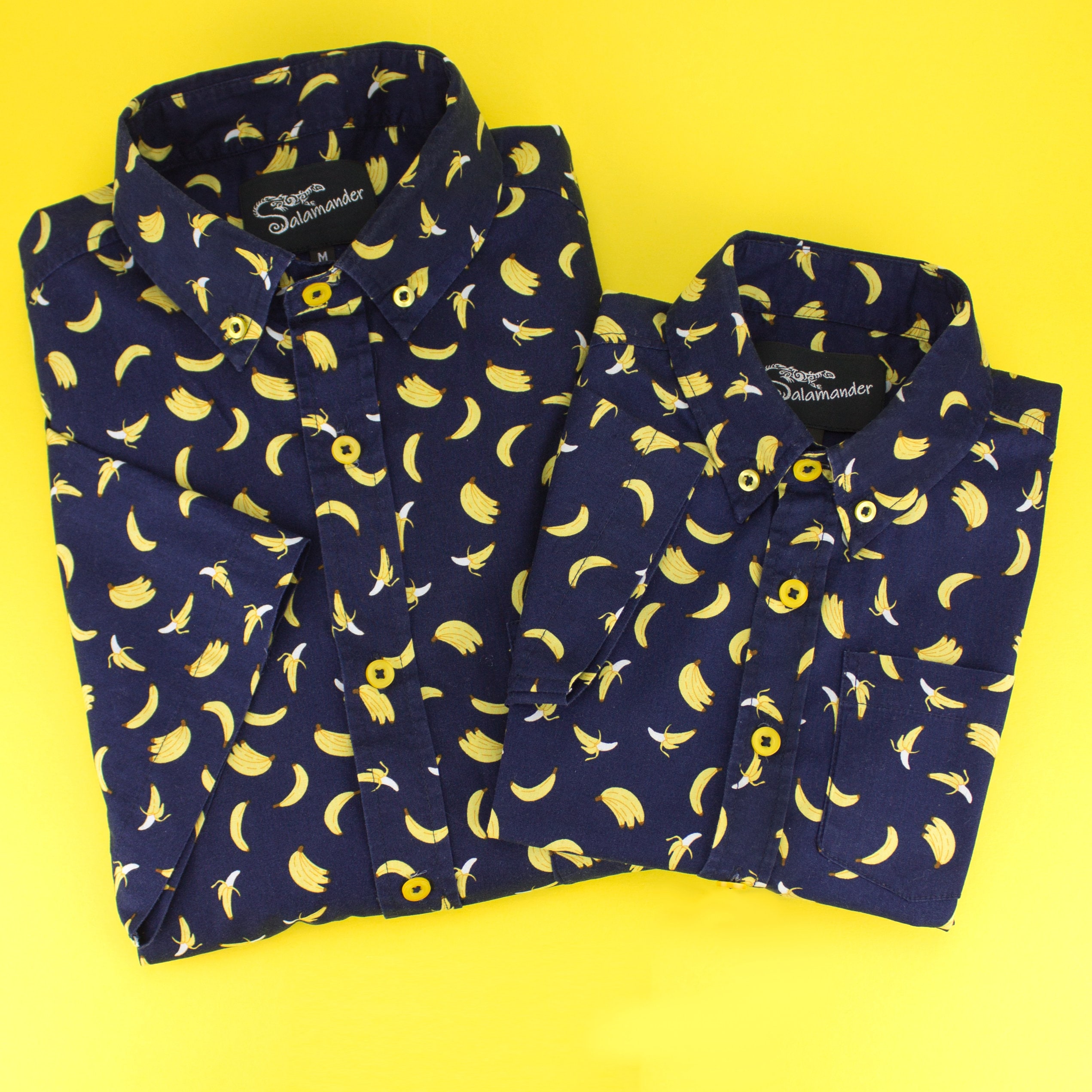 Image of Mens & Boys Short Sleeve Go Bananas Shirt | Salamander Shirts Father Son Matching Father's Day/Birthday Gift