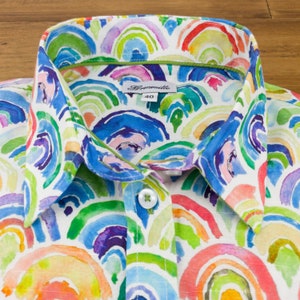 Grenouille Long Sleeve Rainbow Print Shaped Fit Shirt Grenouille Shirts Mother's Day / Birthday Gift image 4