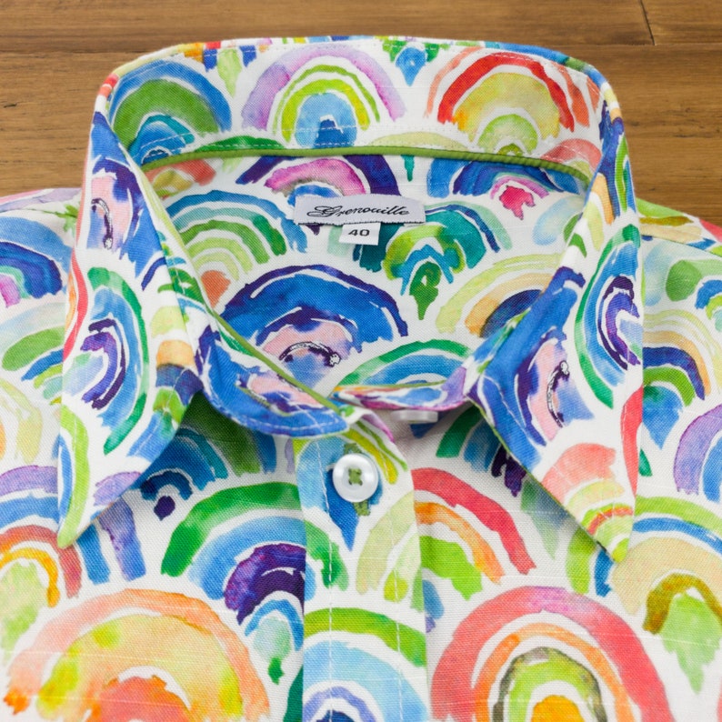 Grenouille Long Sleeve Rainbow Print Shaped Fit Shirt Grenouille Shirts Mother's Day / Birthday Gift image 4