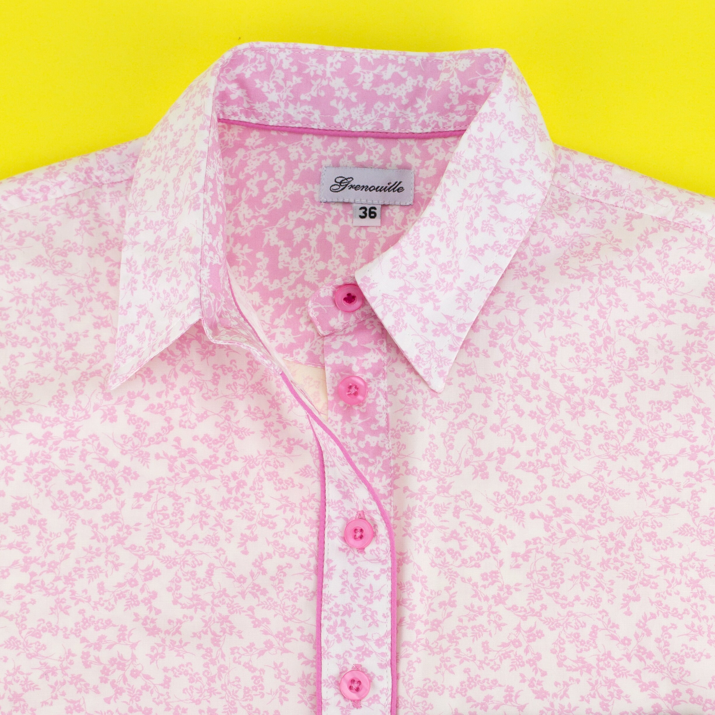 Ladies Long Sleeve White with Small Pink Flower Print Shirt / Etsy