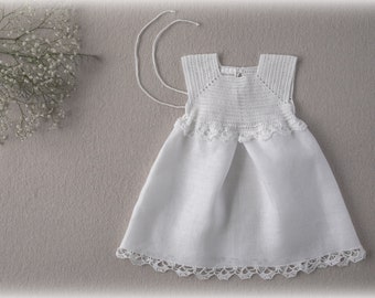 Christening Gown Wedding Dress Handmade from linen and cotton