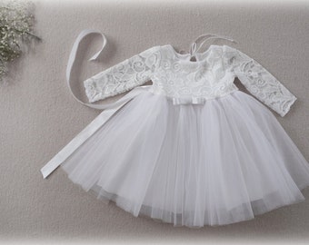 Christening Gown Flower girl dress with lots of tulle and lace