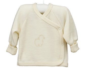 Baby Shirt Wickeljacke aus reiner Merinowolle Wollfrottee