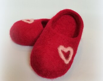 Slippers for children handmade from felt wool