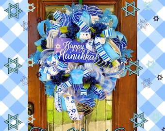 Hanukkah wreath, Hanukkah decor, Jewish wreath, Jewish decor, chanukah decor, Jewish holiday, festival of lights, kislev, menorah decor