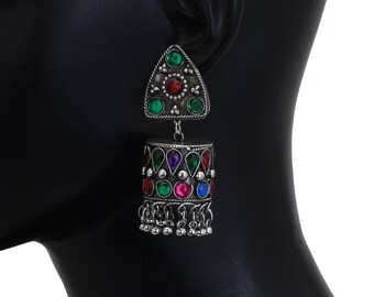 Oxidised Vintage Look Silver Earrings for Women /& Girls By Gahnemall