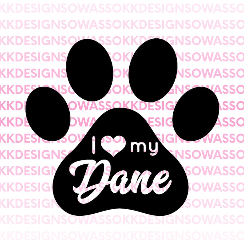 Download I love my dog dane great dane heart paw pet SVG JPG PNG | Etsy