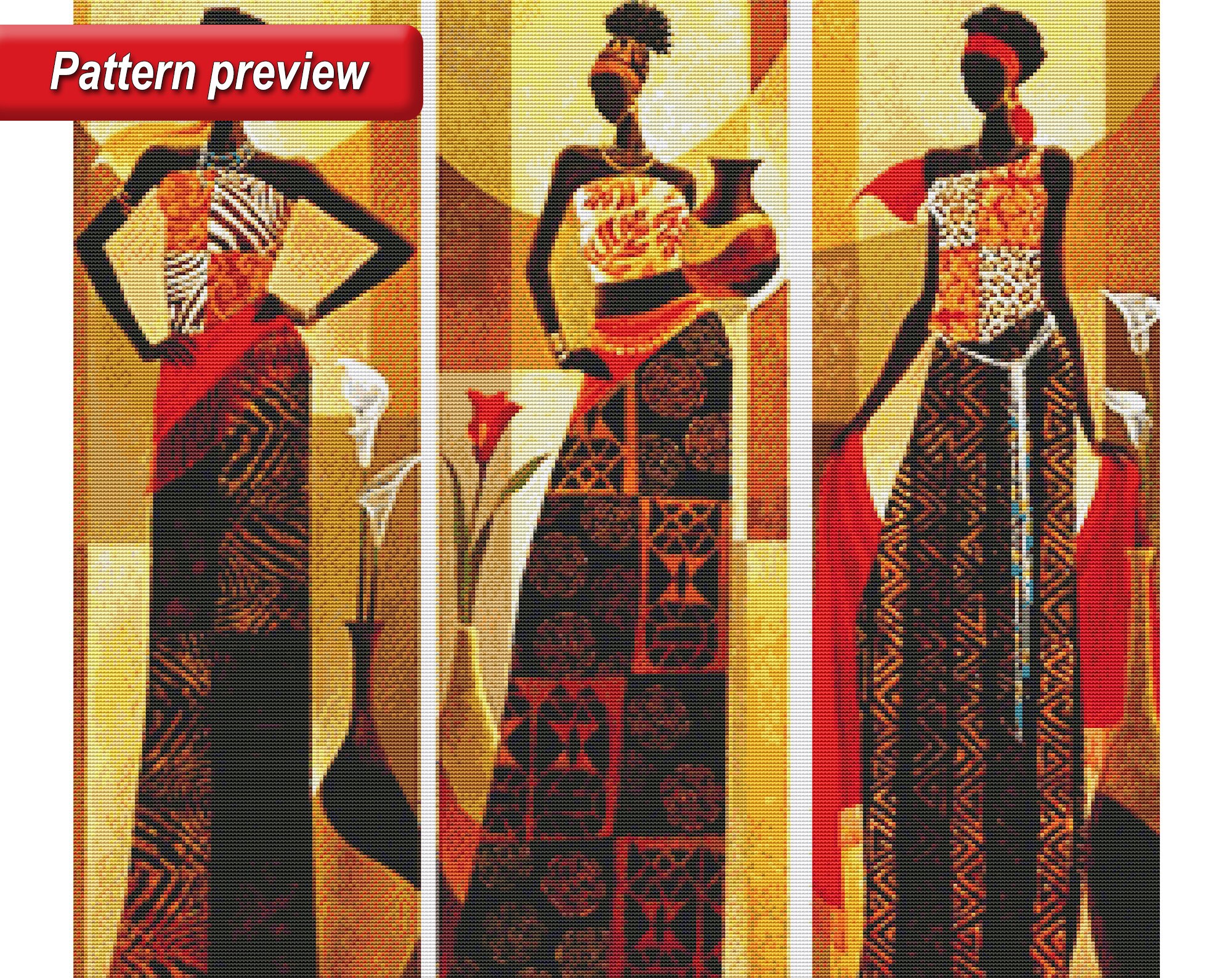 Cross Stitch Pattern African Women, Counted Cross Stitch Chart Africa ...