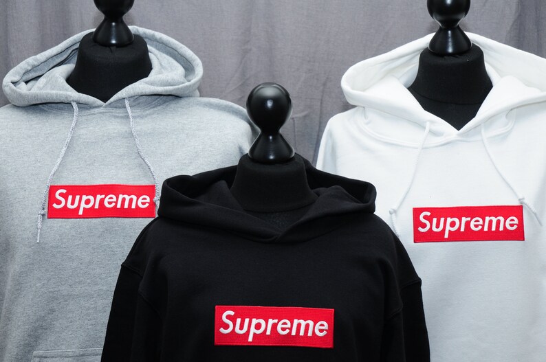 supreme hoodie red white