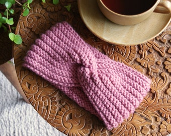 Ribbed Headband with Twist - Knitting Pattern - PDF in 4 languages: US & UK English, German and Dutch