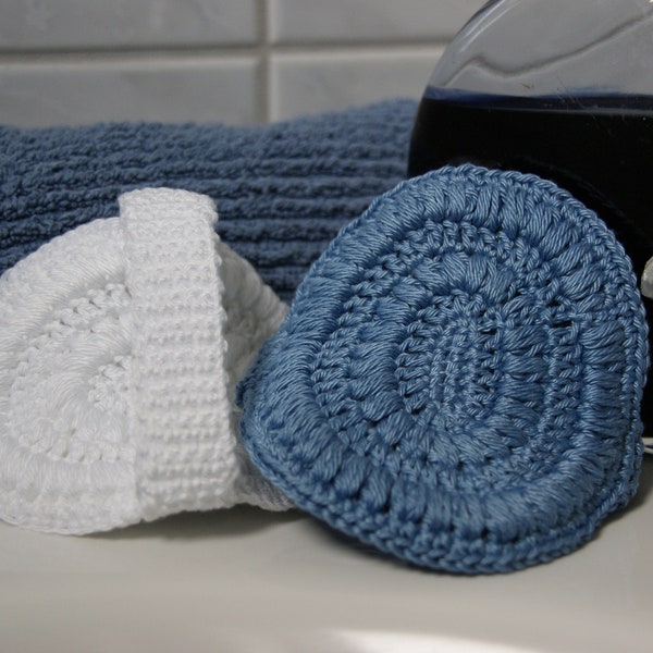 Eco Friendly Body Scrubbie and Bath or Shower Sponge - Double Layered - Crochet Pattern - PDF in 4 languages: US & UK English, German, Dutch