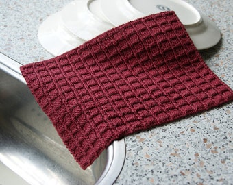 Homey Dishcloth with Waffle Stitch - Knitting Pattern - PDF in 4 languages: US & UK English, German and Dutch