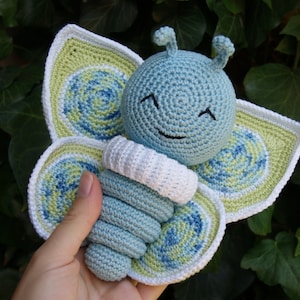 Caterpillar Butterfly Metamorphosis Cuddly Toy Amigurumi - Crochet Pattern - PDF in 4 languages: US & UK English, German, Dutch