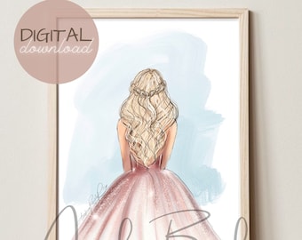 Aurora Prinzessin Kunst: Dornröschen inspiriert (Mode Illustration / Kinderzimmer Druck / Digital Download)